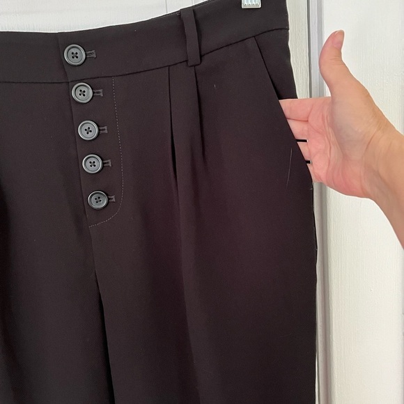 By Anthropologie Sasha button fly high waist tapered leg black trousers size 8 - Picture 7 of 16
